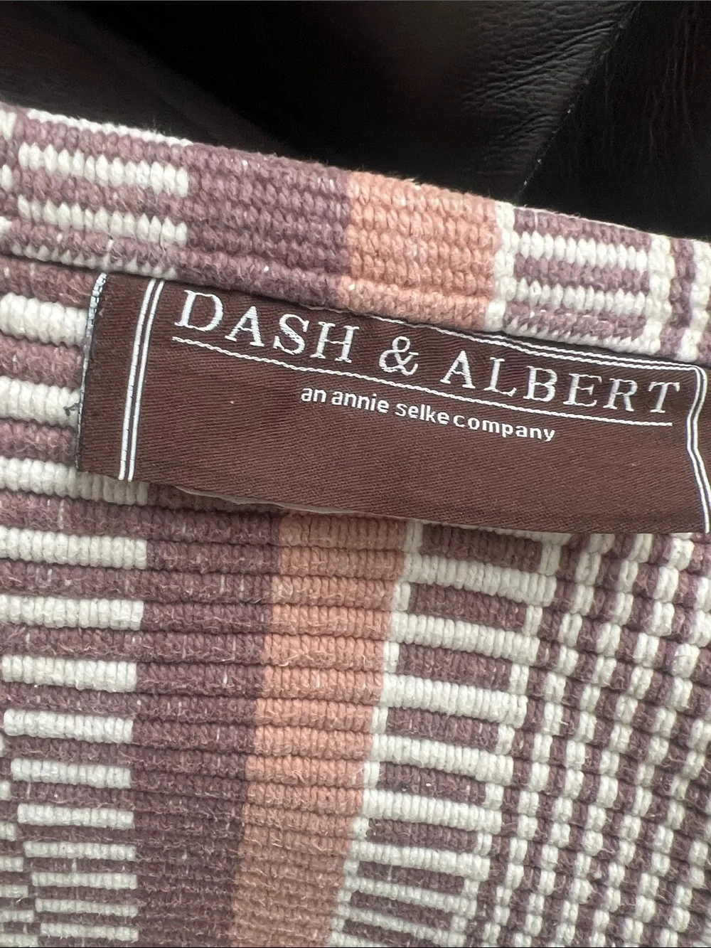 Woven Stripe Textured rug or Runner - Mauve & Cream 30x22